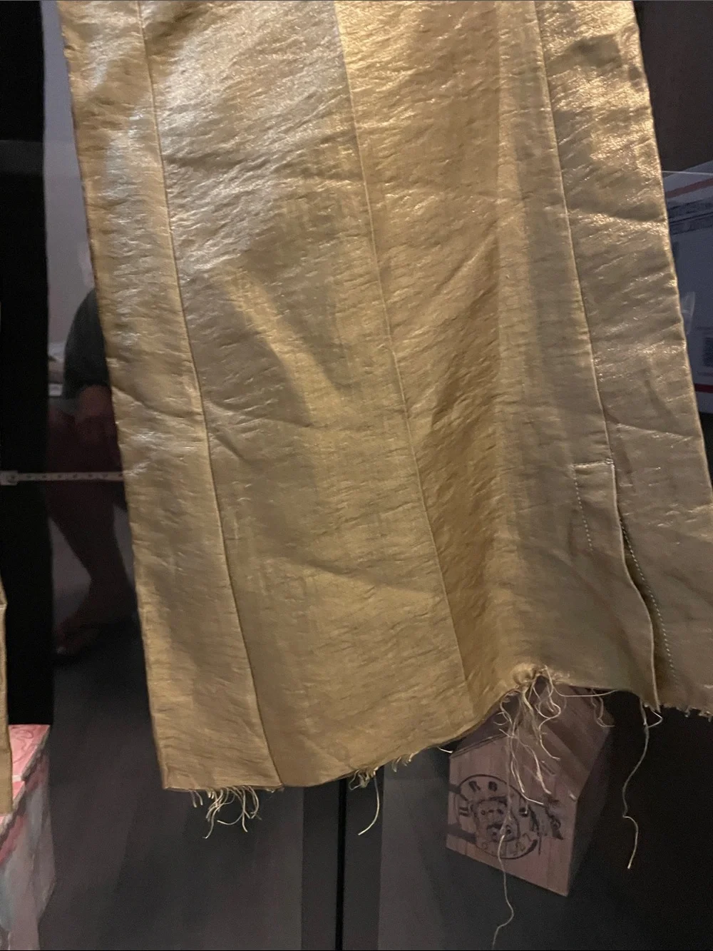 Dondup Metallic Olive-Gold Wide-Leg Trousers